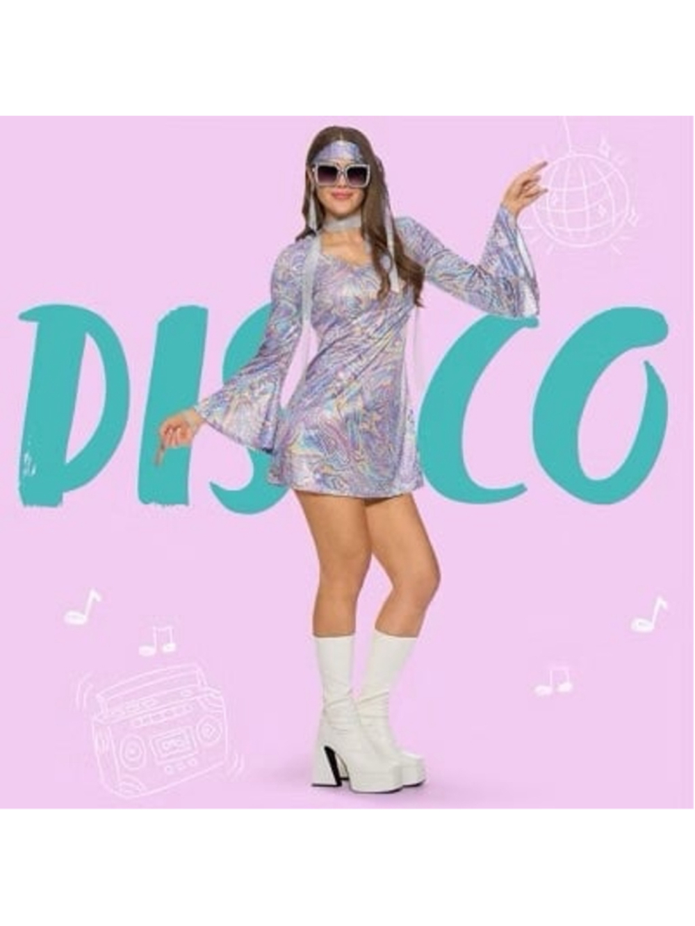 Spooktacular Creations 70s Disco Outfits Women, Halloween Dress with Accessories